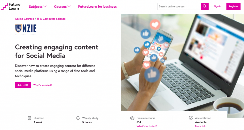 Creating engaging content for social media by Future Learn