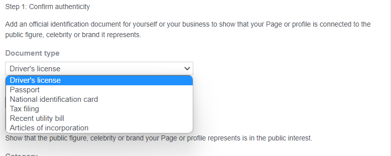 Facebook profile verification step 3