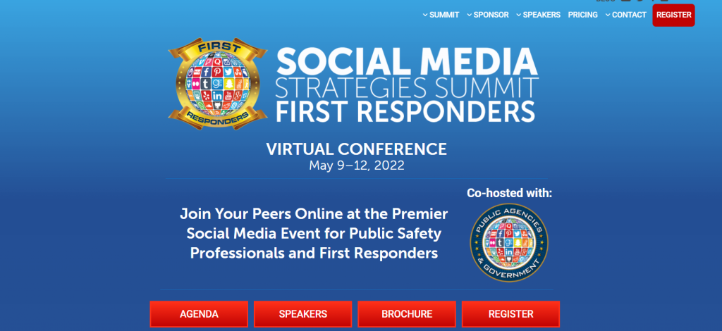 Social Media Strategies Summit_ First Responders conference homepage screenshot