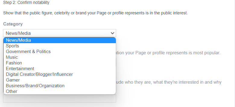 Facebook profile verification step 4