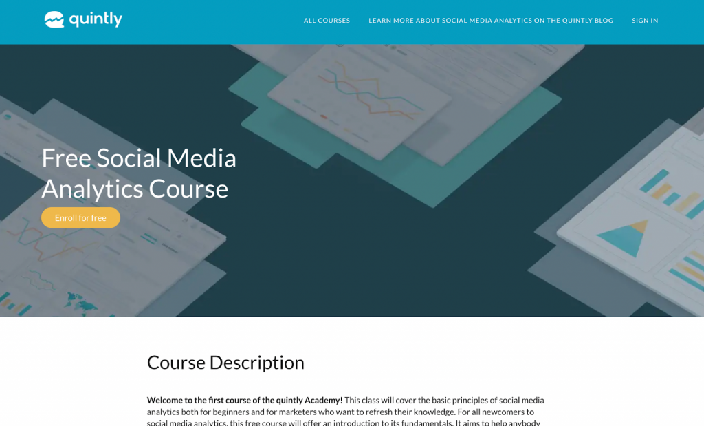 Free social media analytics course by Quintly