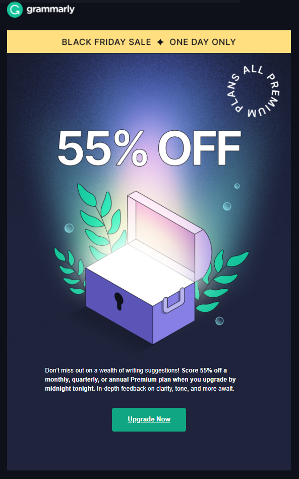 Grammarly discount email example