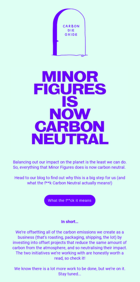 Minor Figures company update newsletter example