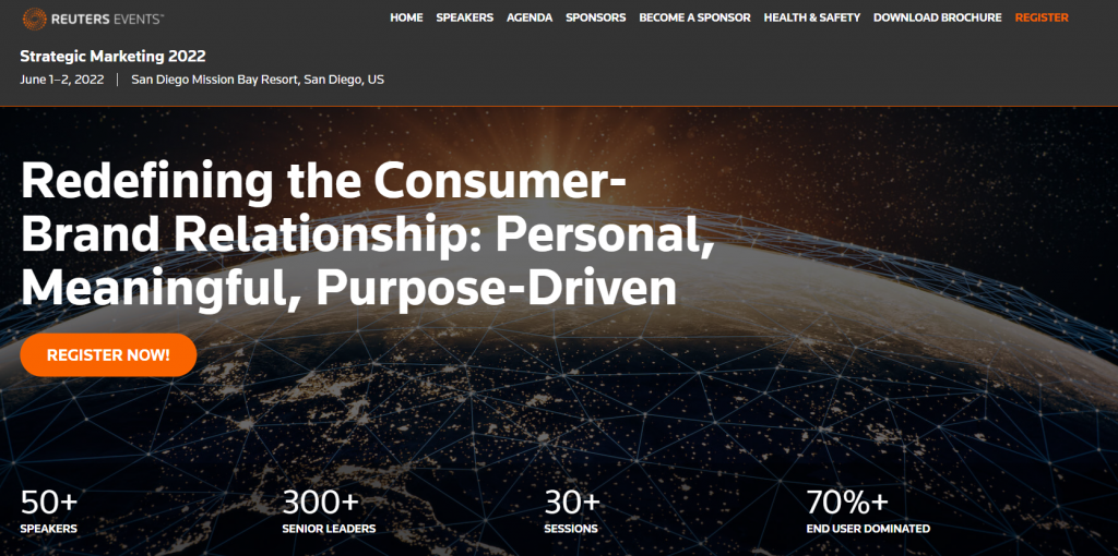 Strategic Marketing 2022 conference homepage screenshot