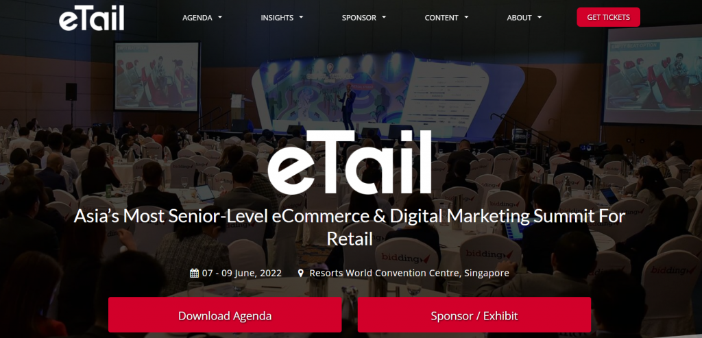 eTail conference homepage screenshot