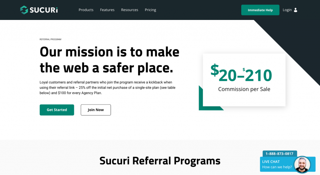 Sucuri high-ticket affiliate marketing program example