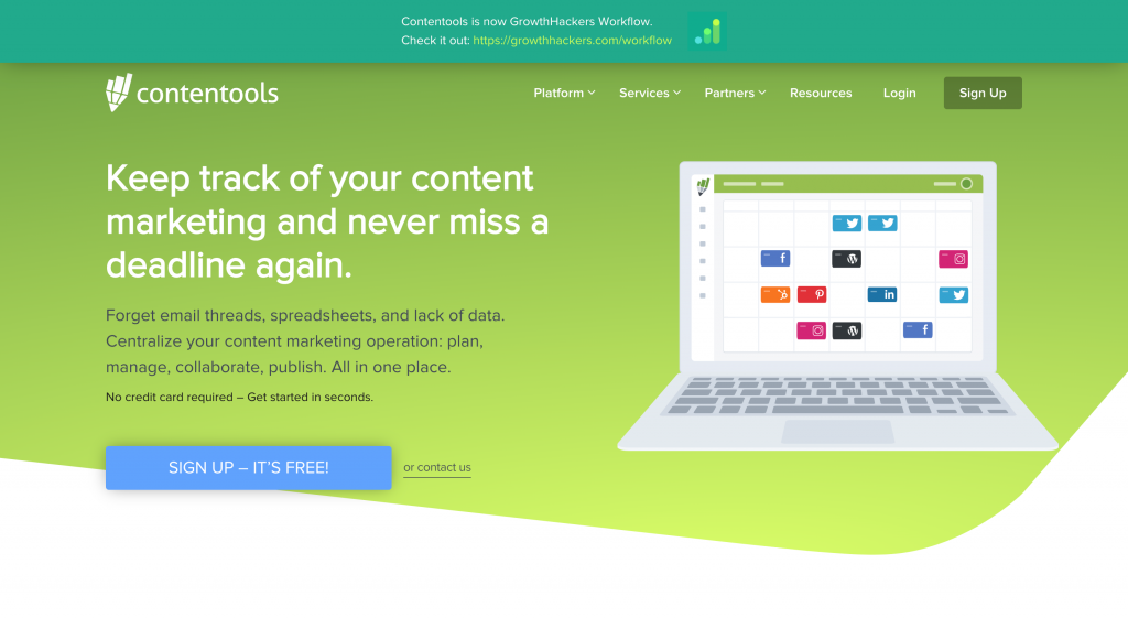 Contentools homepage screenshot