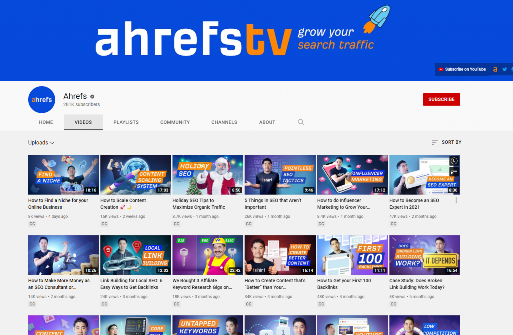 Ahrefs B2B video marketing example