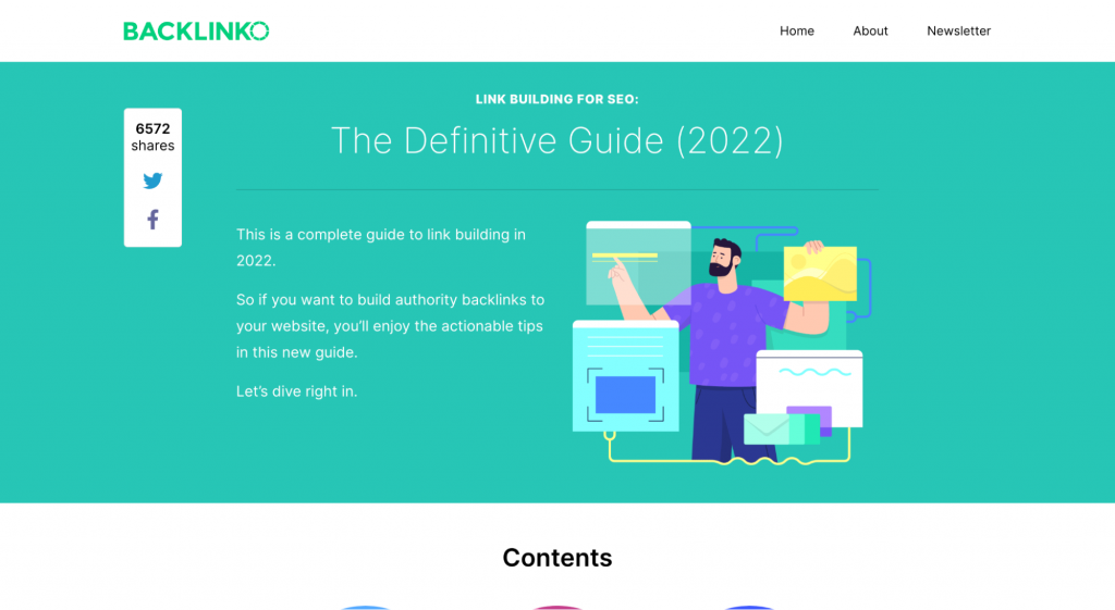 Backlinko link building guide long-form content example