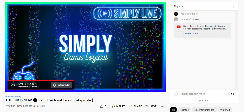 Live stream by Simply Not Logical example