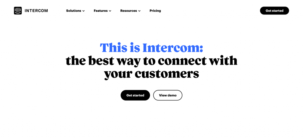 Intercome homepage screenshot