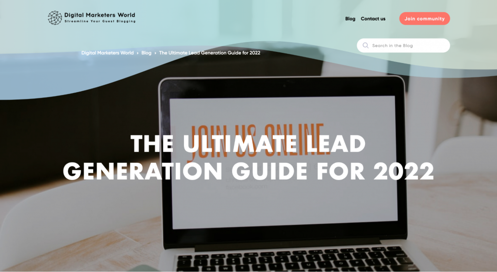 Digital Marketer's World Lead Generation Guide long-form content example