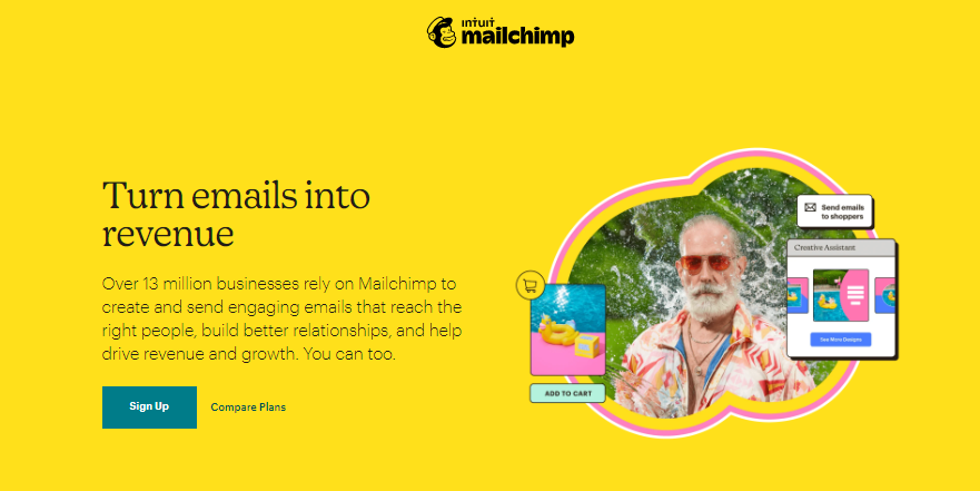 Mailchimp homepage screenshot