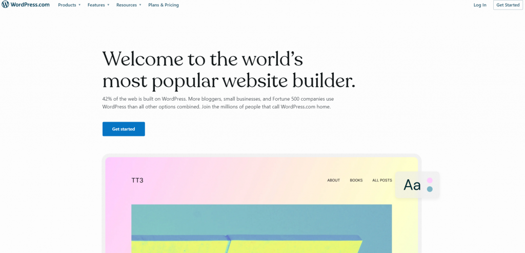 WordPress updated homepage screenshot