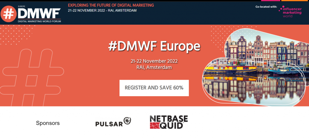 Digital Marketing World Forum conference homepage screenshot