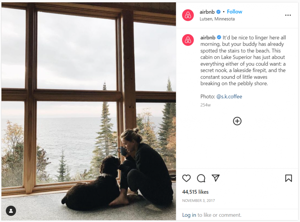 Airbnb Instagram post short-form content example