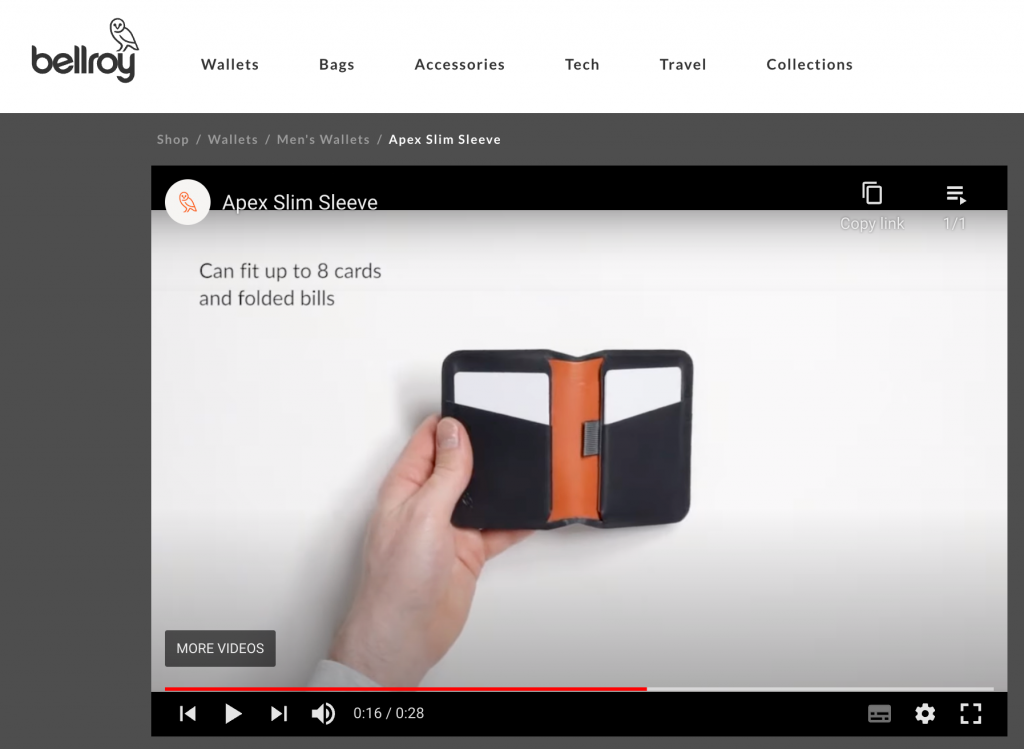 Bellroy product marketing example