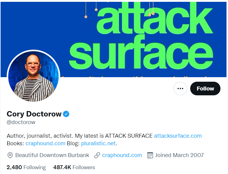 Cory Doctorow content promotion via content curators example