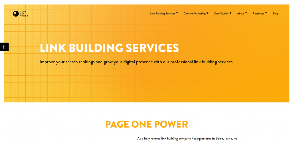 Page One Power homepage screenshot