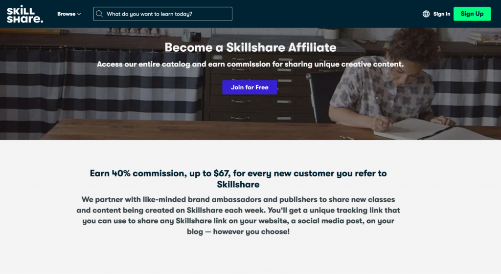 Skillshare affiliate program example