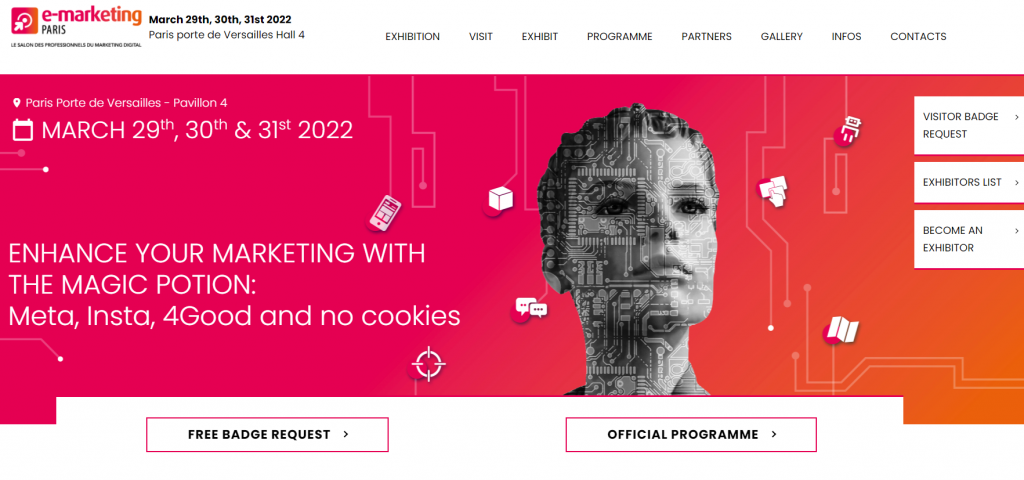 eMarketing Paris conference homepage screenshot