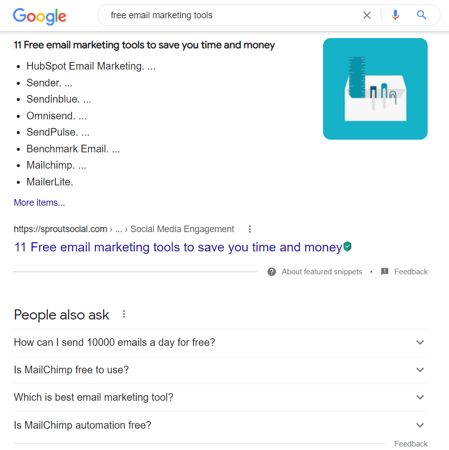 Commercial search intent example from Google