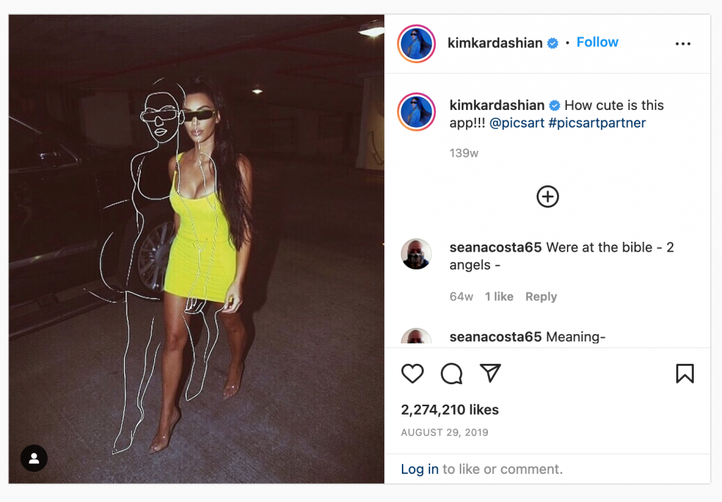 Kim Kardashian sponsored post example