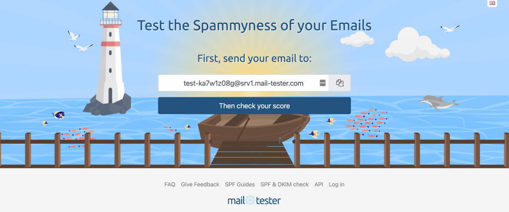 Mailtester homepage screenshot