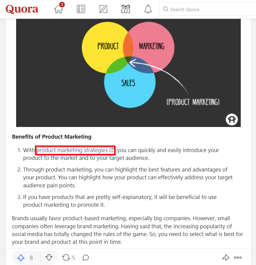 Quora content promotion to drive traffic example