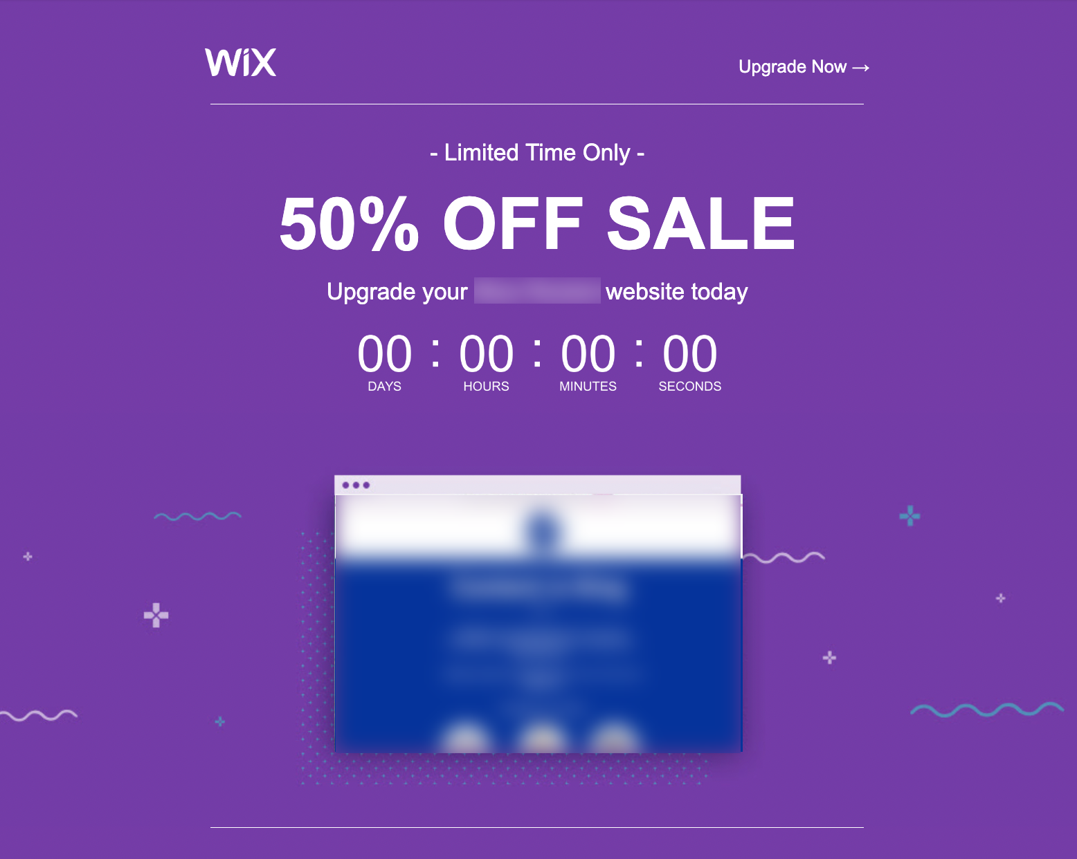Wix promotional email example