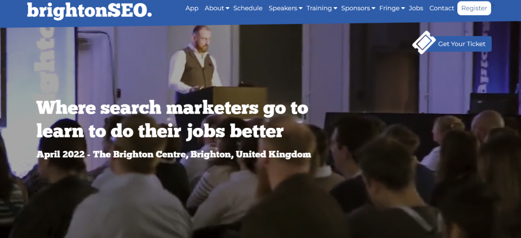 Brighton SEO conference homepage screenshot