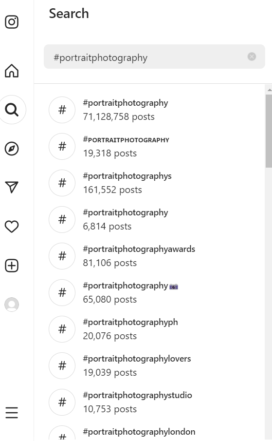 Hashtags related to #photography on Instagram