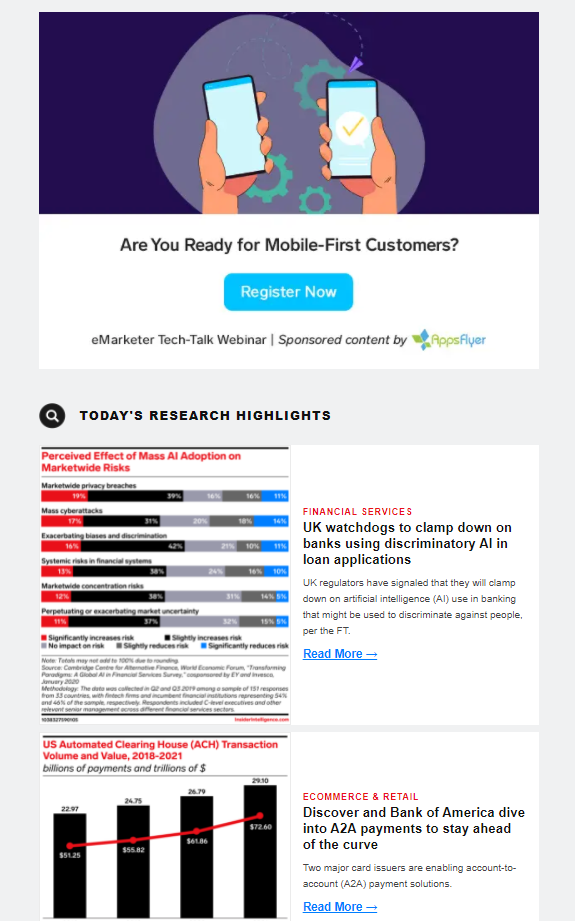 Insider Intelligence Daily industry-specific newsletter example