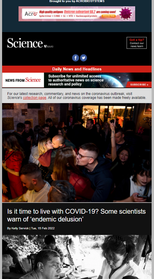 Science news update newsletter example