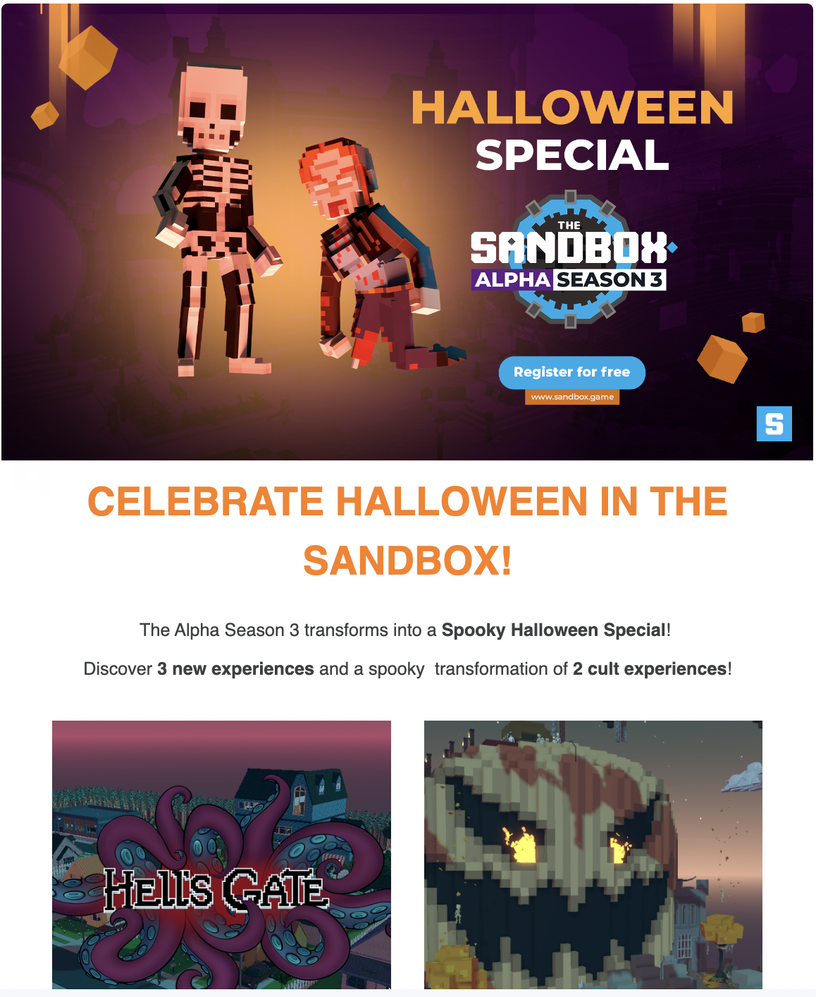 Seasonal email marketing campaign example from Sandbox