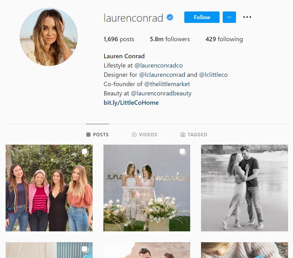 Lauren Conrad lifestyle influencer example