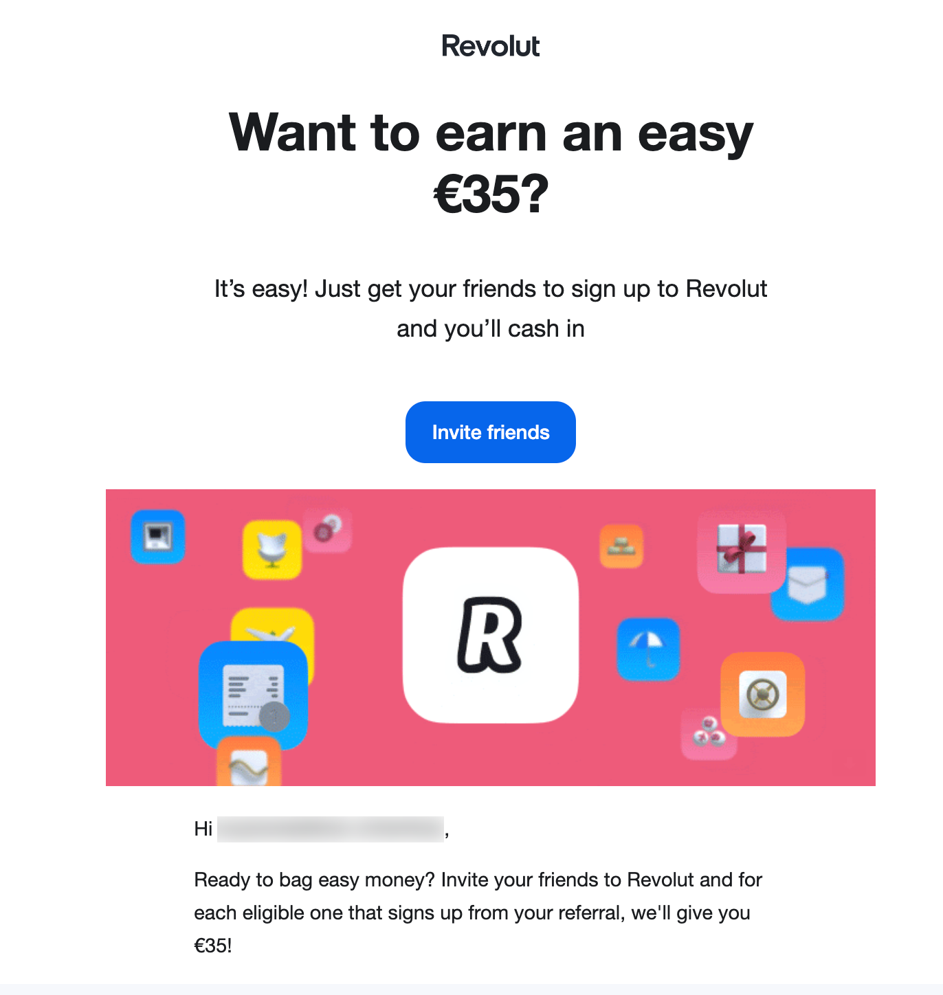Revolut referral email campaign example