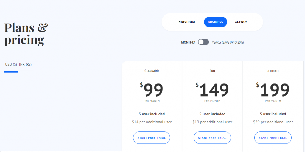 SmartReach updated pricing screenshot