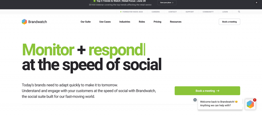 Brandwatch homepage screenshot
