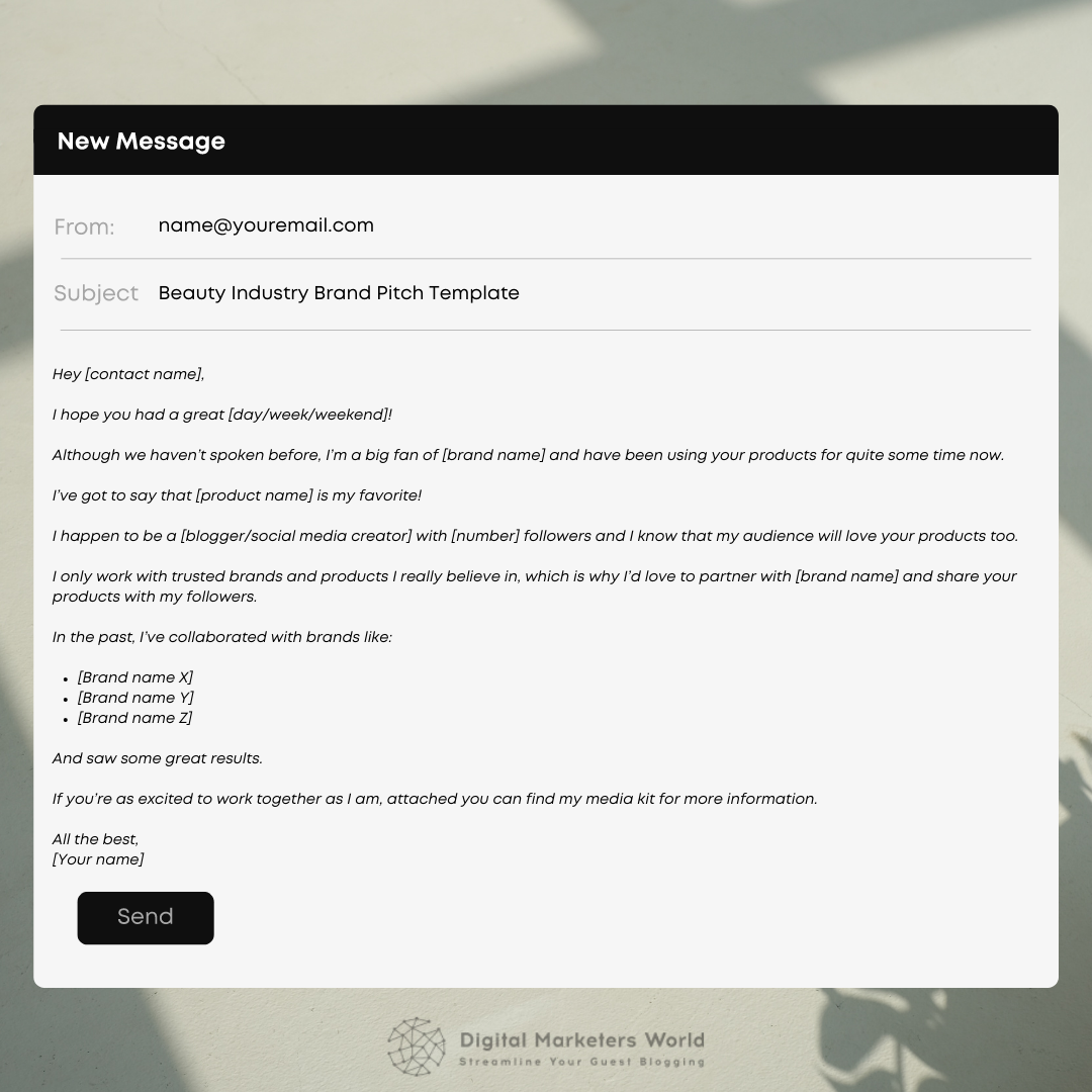 Beauty Industry Email Pitch Template - Digital Marketer's World