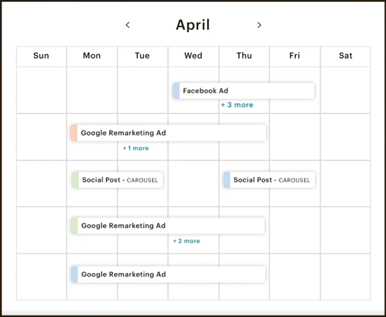 Marketing calendar feature screenshot