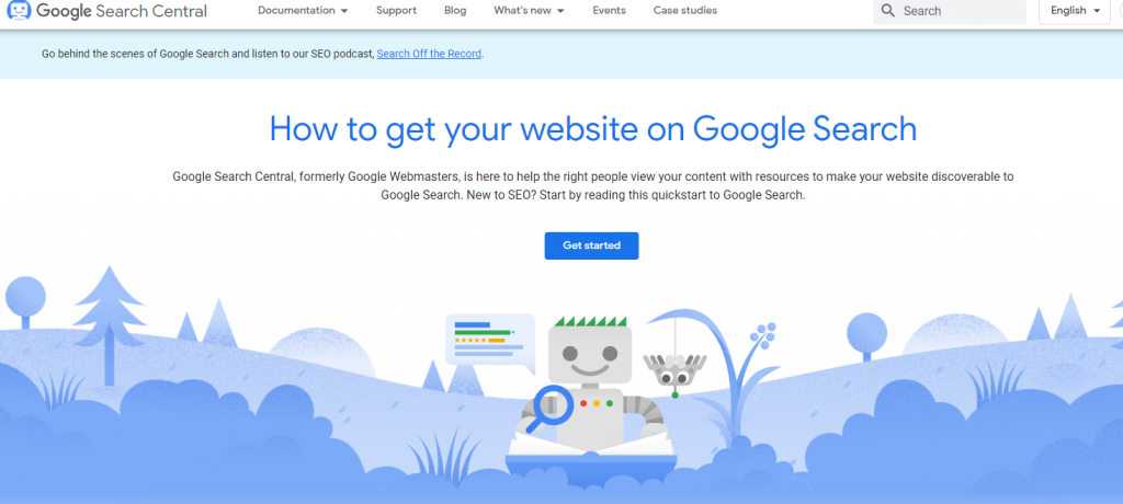 Google Webmaster Tools homepage screenshot
