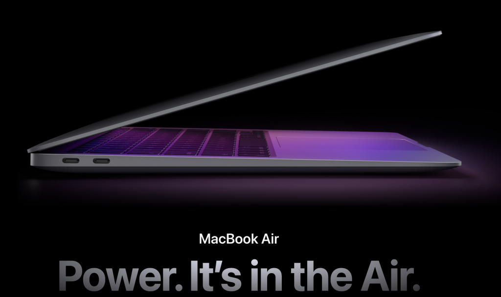 MacBook Air in black background, a laptop many digital marketers use.