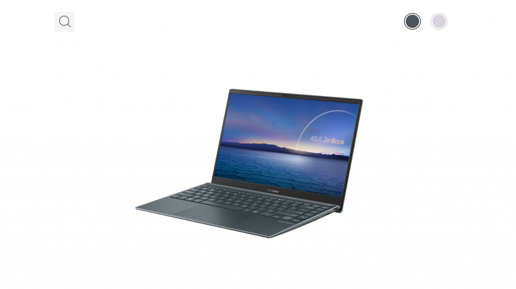 Asus Zenbook 13 in white background and an island displayed on its screen